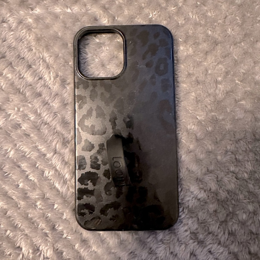 Black leopard Loopy iPhone 12 Pro Max phone case.